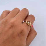 Anillo Flor Corazon 15's 2.05gr / T6 1/2 / Circones Blancos Fucsias  Dos Oros Amarillo Blanco 18K $
