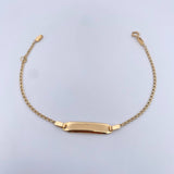 Pulso Bebe Espiga 1.25gr / 15.5cm / 1.2mm Placa Rectangular Ovalada Lisa Oro Amarillo +3 18K $