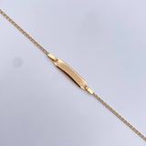 Pulso Bebe Espiga 1.25gr / 15.5cm / 1.2mm Placa Rectangular Ovalada Lisa Oro Amarillo +3 18K $