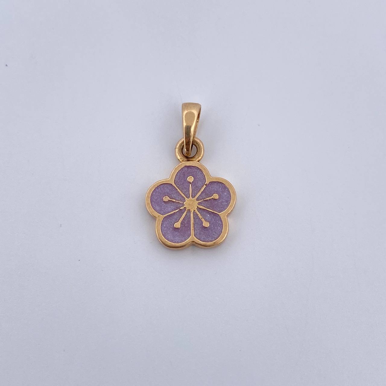 Dije Flor 1.4gr / 1.7cm / Electroestatico Lila Oro Amarillo 18K $