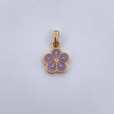 Dije Flor 1.4gr / 1.7cm / Electroestatico Lila Oro Amarillo 18K $