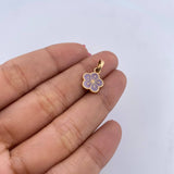 Dije Flor 1.4gr / 1.7cm / Electroestatico Lila Oro Amarillo 18K $