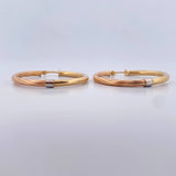 Candongas Lui 2.95gr / 3.1cm / Lisas Rayadas Tres Oros 18K $