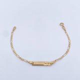 Pulso Bebé Figaro 1.4gr / 13.7cm / 1.5mm Placa Rectangular Lisa Oro Amarillo +1 18K $