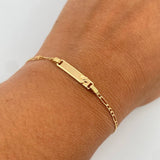 Pulso Bebé Figaro 1.4gr / 13.7cm / 1.5mm Placa Rectangular Lisa Oro Amarillo +1 18K $