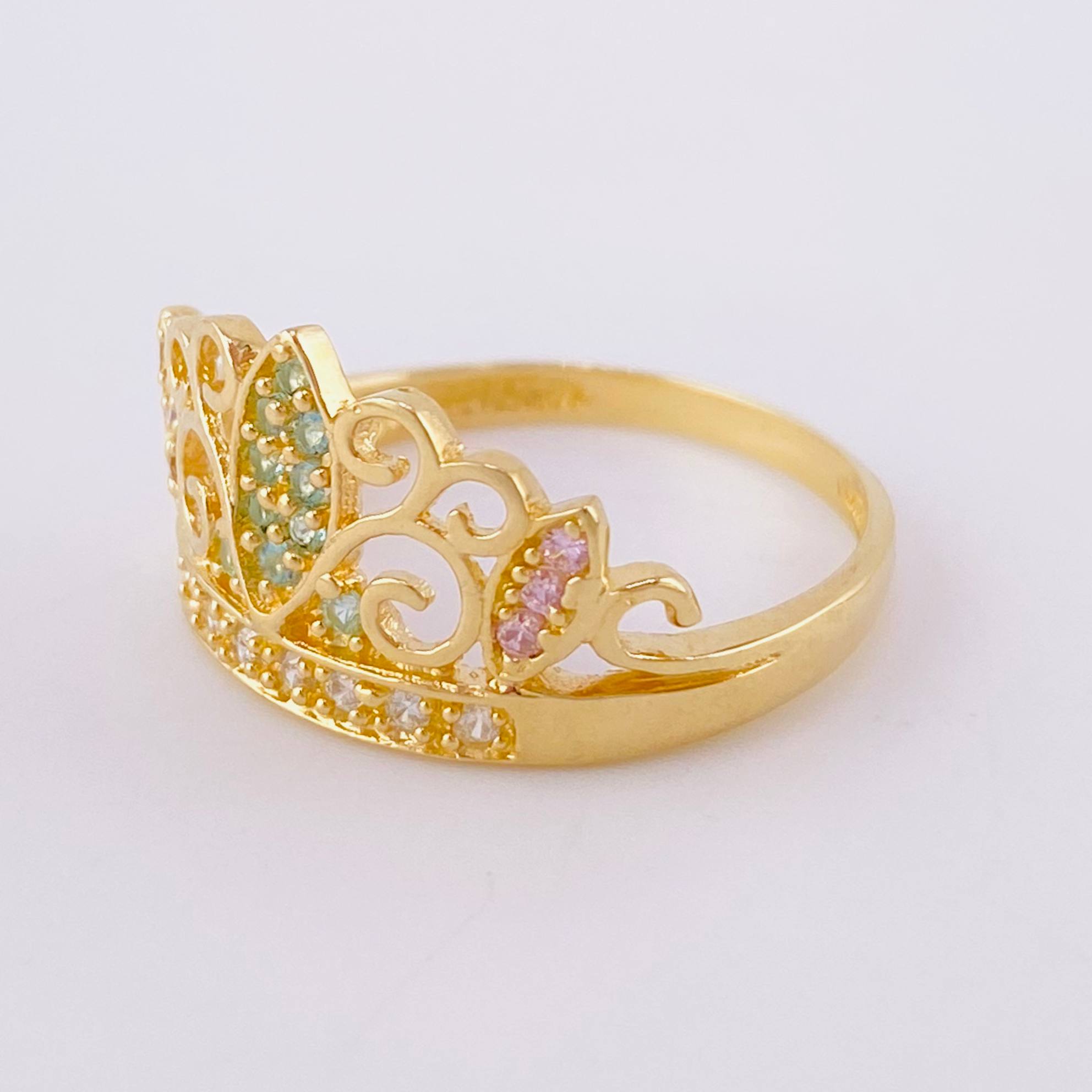 Anillo Corona en Plumas 3.05g / T7 3/4 Oro Amarillo 18K