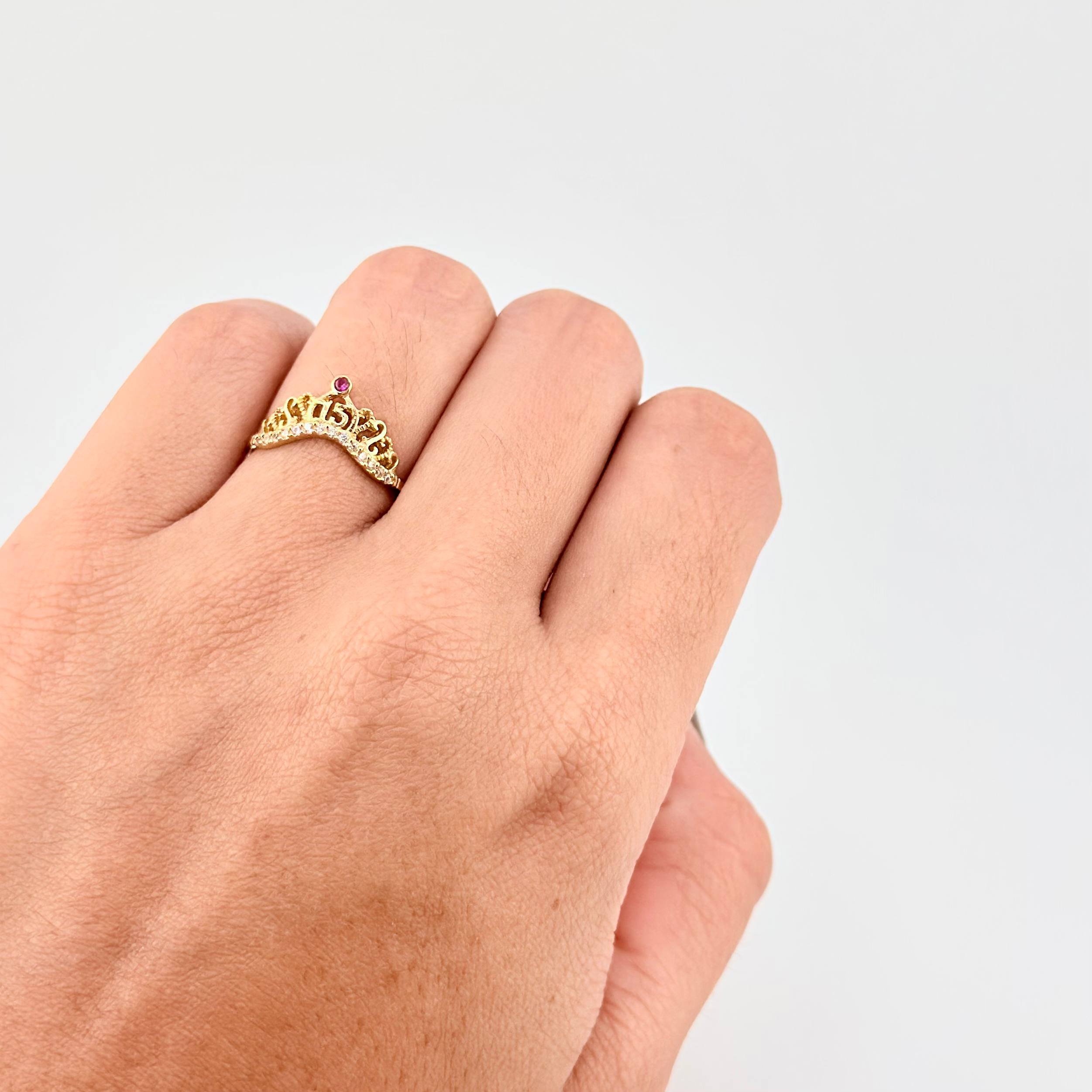 Anillo Corona 15's 1.8g / T5 1/4 Oro Amarillo 18K