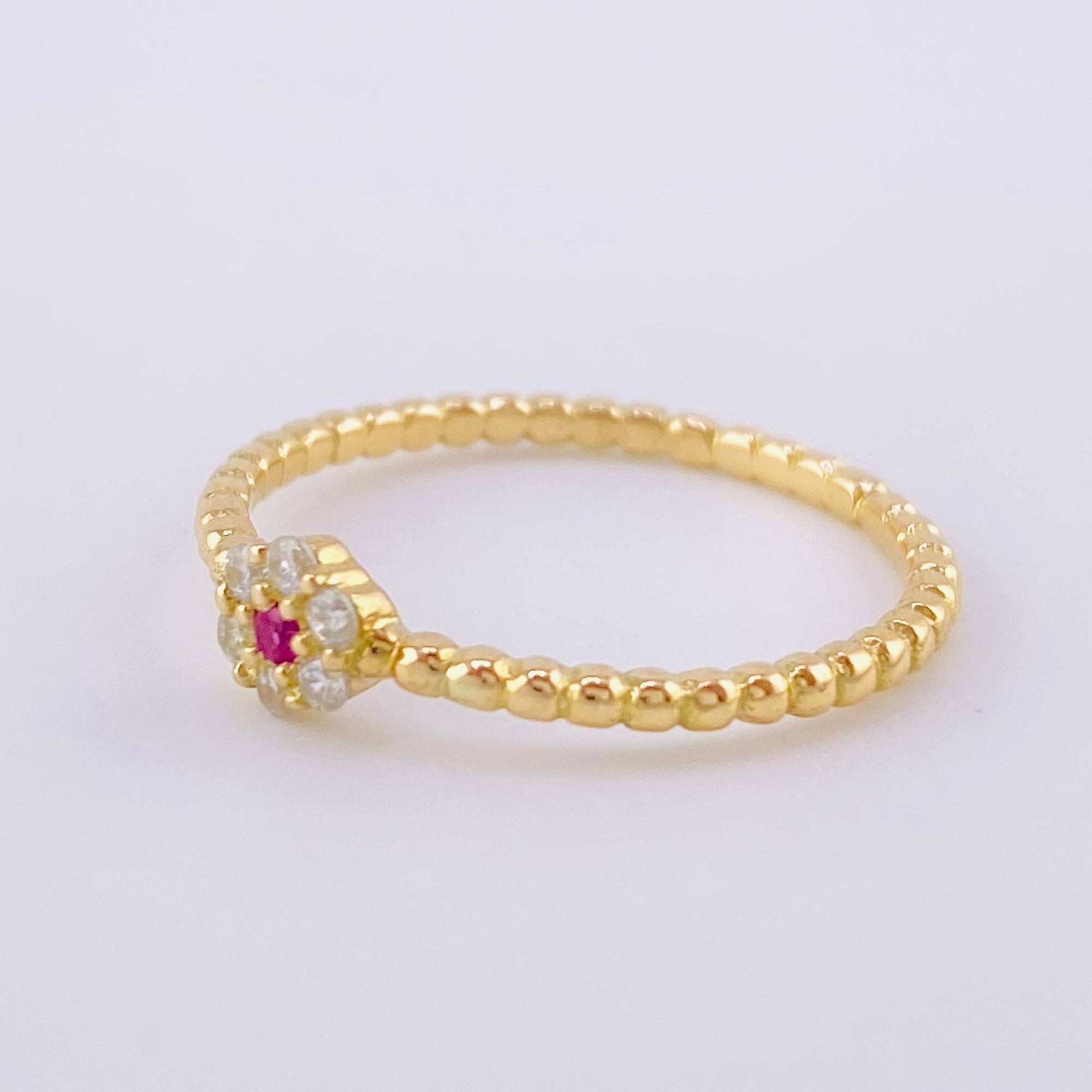 Anillo Burbuja Flor 1.5g / T6 1/4 Oro Amarillo 18K
