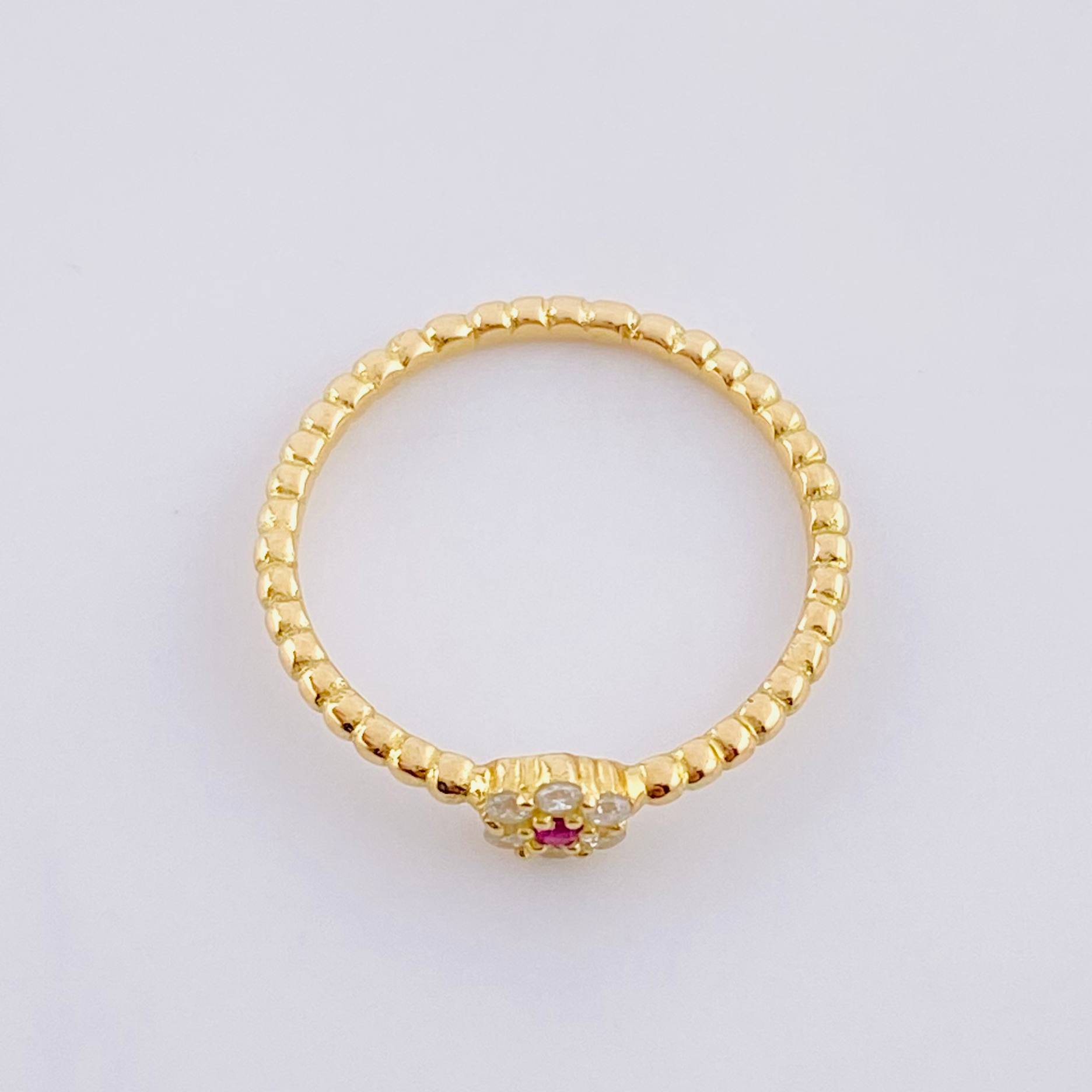 Anillo Burbuja Flor 1.5g / T6 1/4 Oro Amarillo 18K