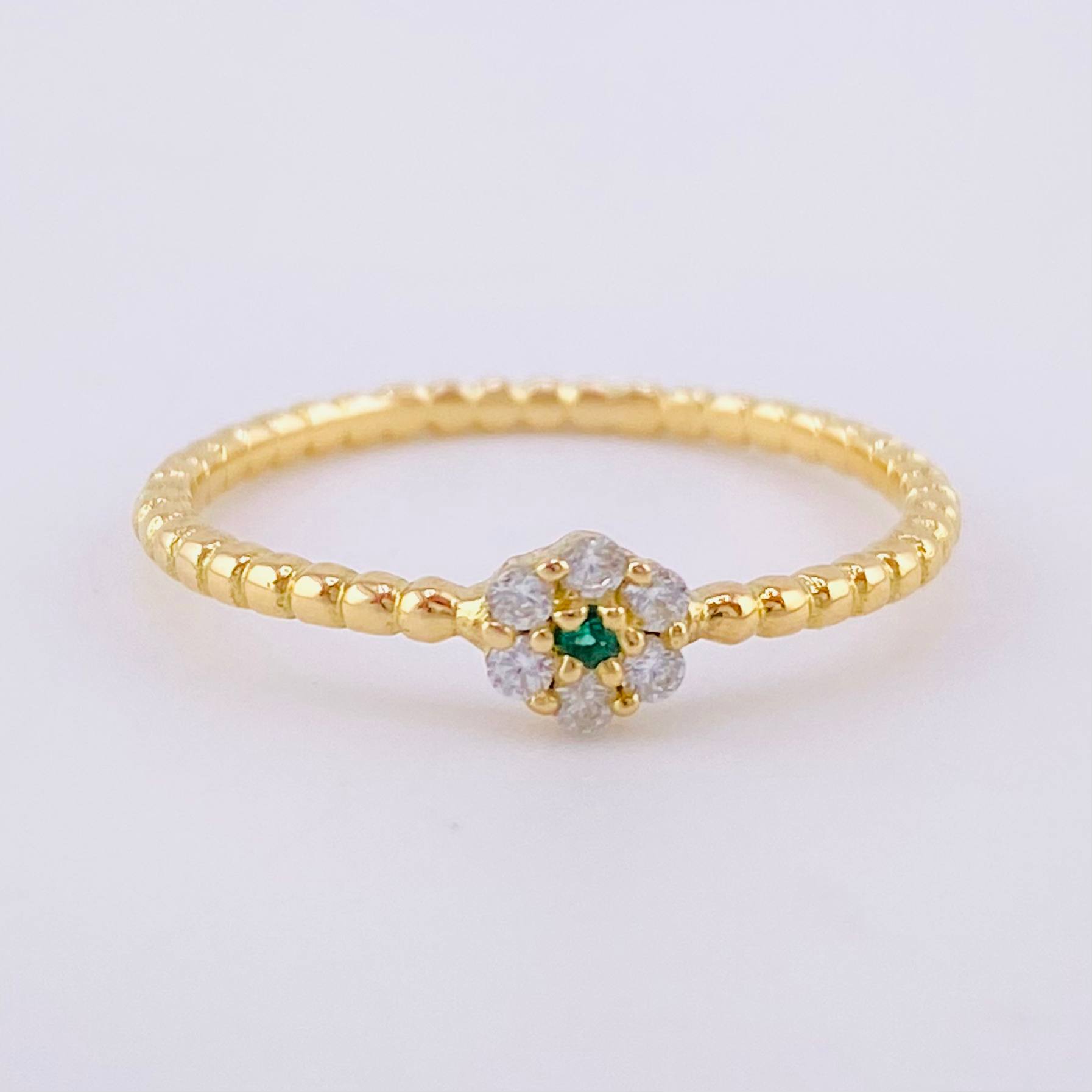 Anillo Burbuja Flor 1.55g / T7 Oro Amarillo 18K