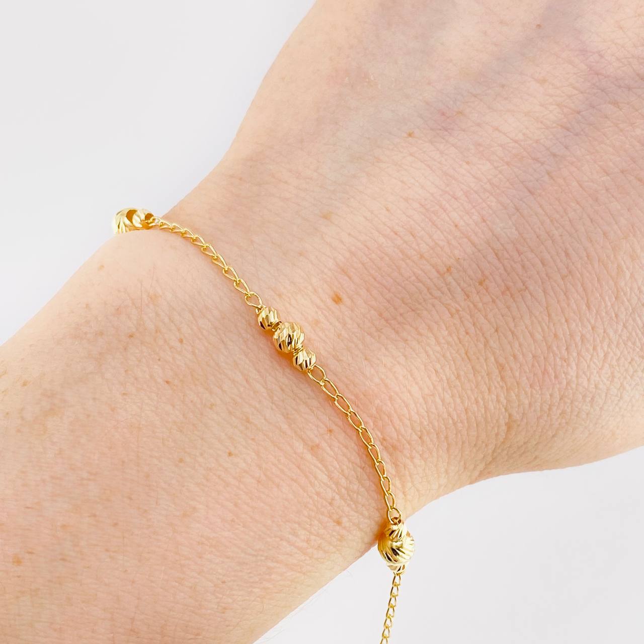Pulso Tipo Militar Diamantado 2g / 17.7cm / 1.4mm Oro Amarillo 18K