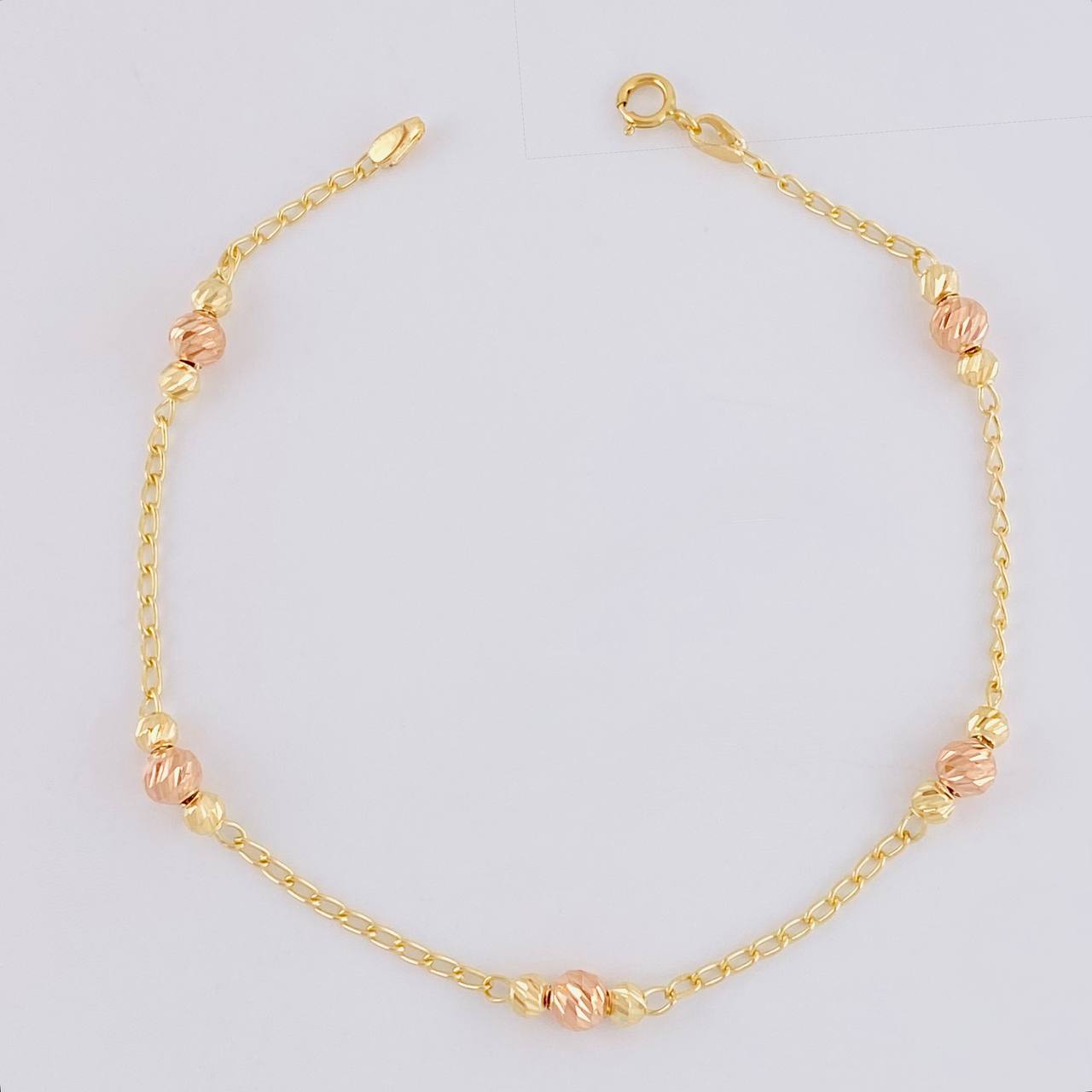Pulso Tipo Militar Diamantado 2.05g / 18.5cm / 1.4mm Dos Oros Amarillo Rosa 18K