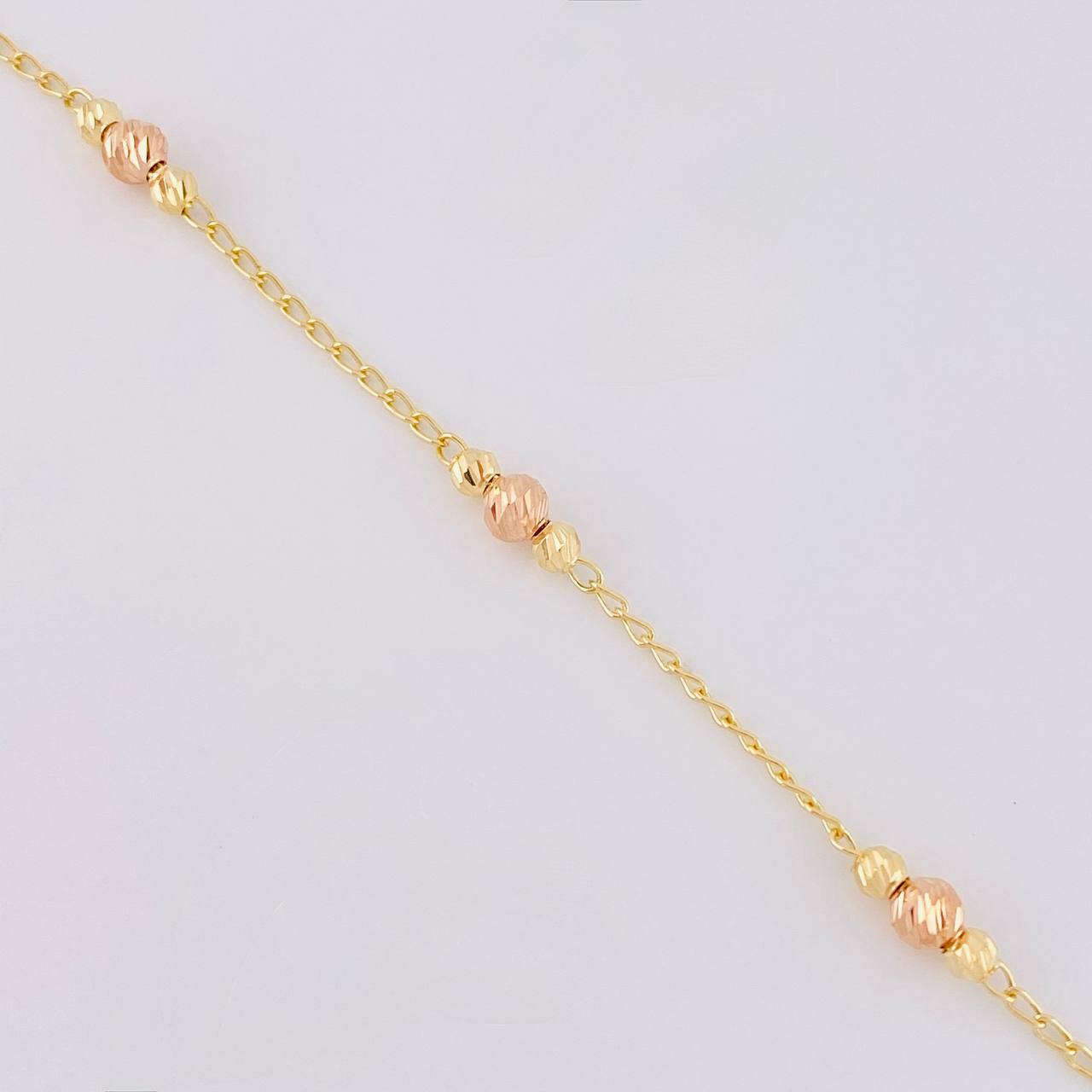 Pulso Tipo Militar Diamantado 2.15g / 18.5cm / 1.4mm Dos Oros Amarillo Rosa 18K