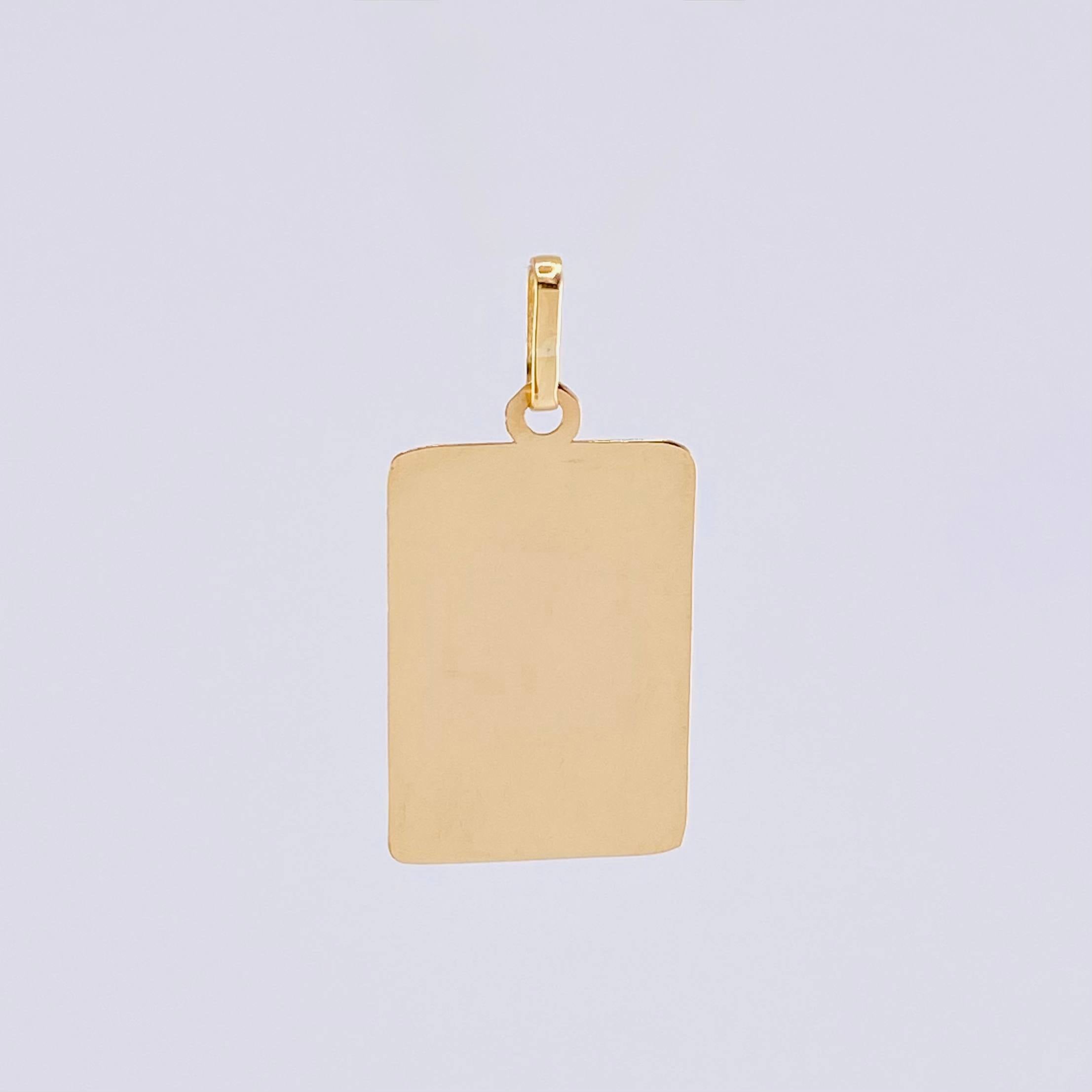 Dije Placa Cuadrada 0.9g / 2.4cm Oro Amarillo 18K