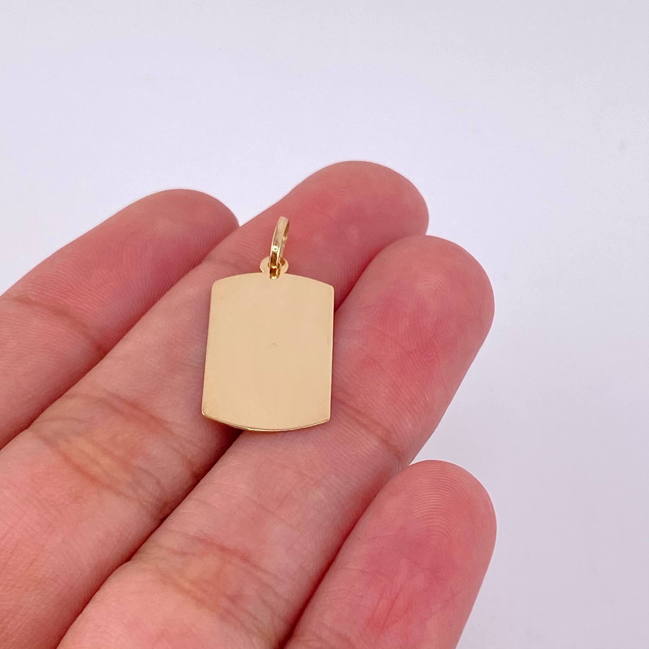 Dije Placa Rectangular Ovalada 0.9g / 2.5cm Oro Amarillo 18K