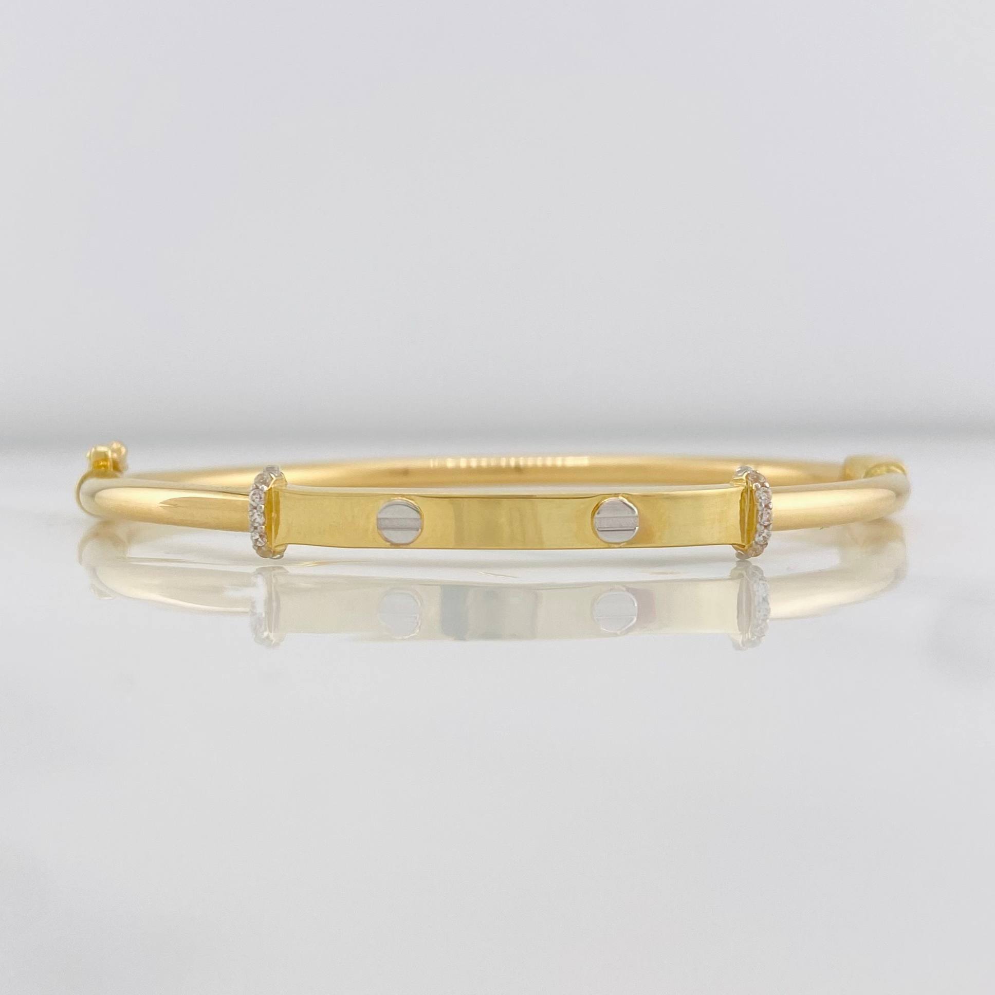 Pulso Aro Tornillo 7.25g / 17cm / 3.05mm Dos Oros Amarillo Blanco 18K