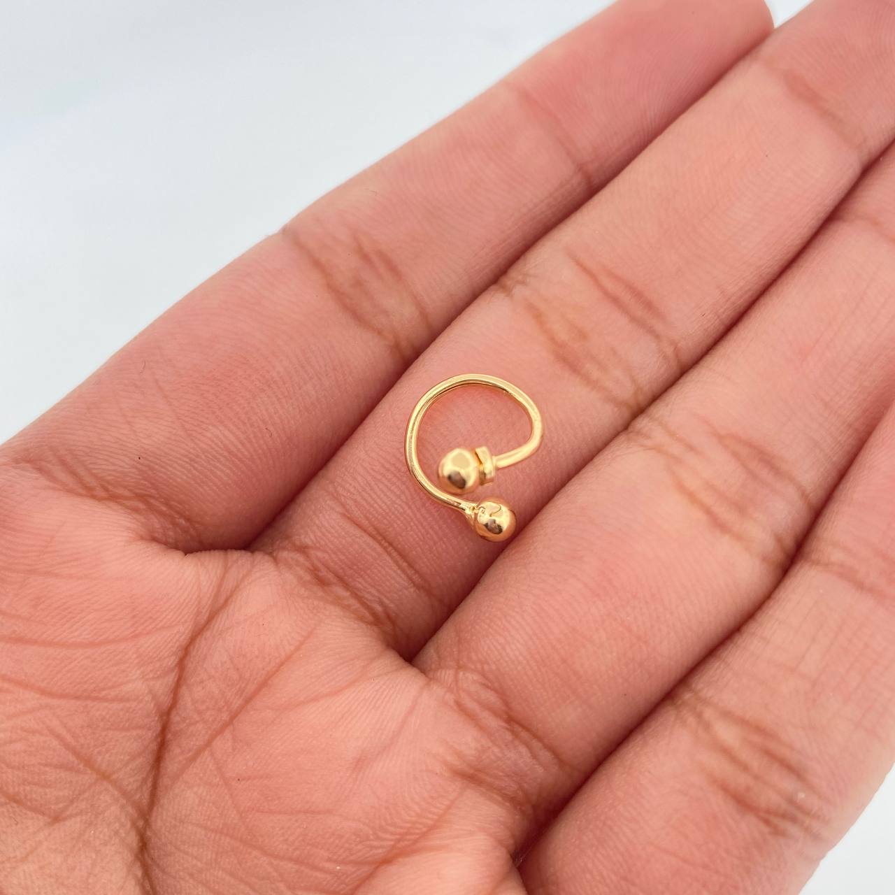Piercing Espiral Bolas 0.45gr / 1cm / Oro Amarillo 18K &
