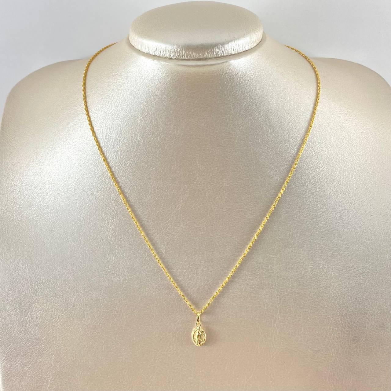 Set Cadena y Dije Lazo + Virgen Guadalupe 1.3gr / 45cm / Oro Amarillo 18K (Oferta)