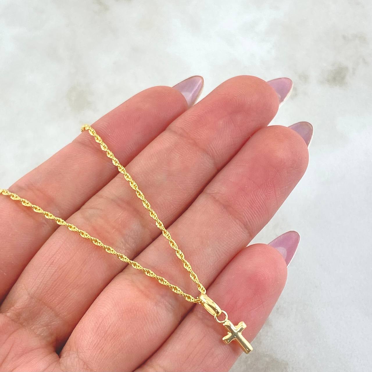 Set Cadena y Dije Lazo + Cruz 1.2gr / 45cm / Oro Amarillo 18K (Oferta)