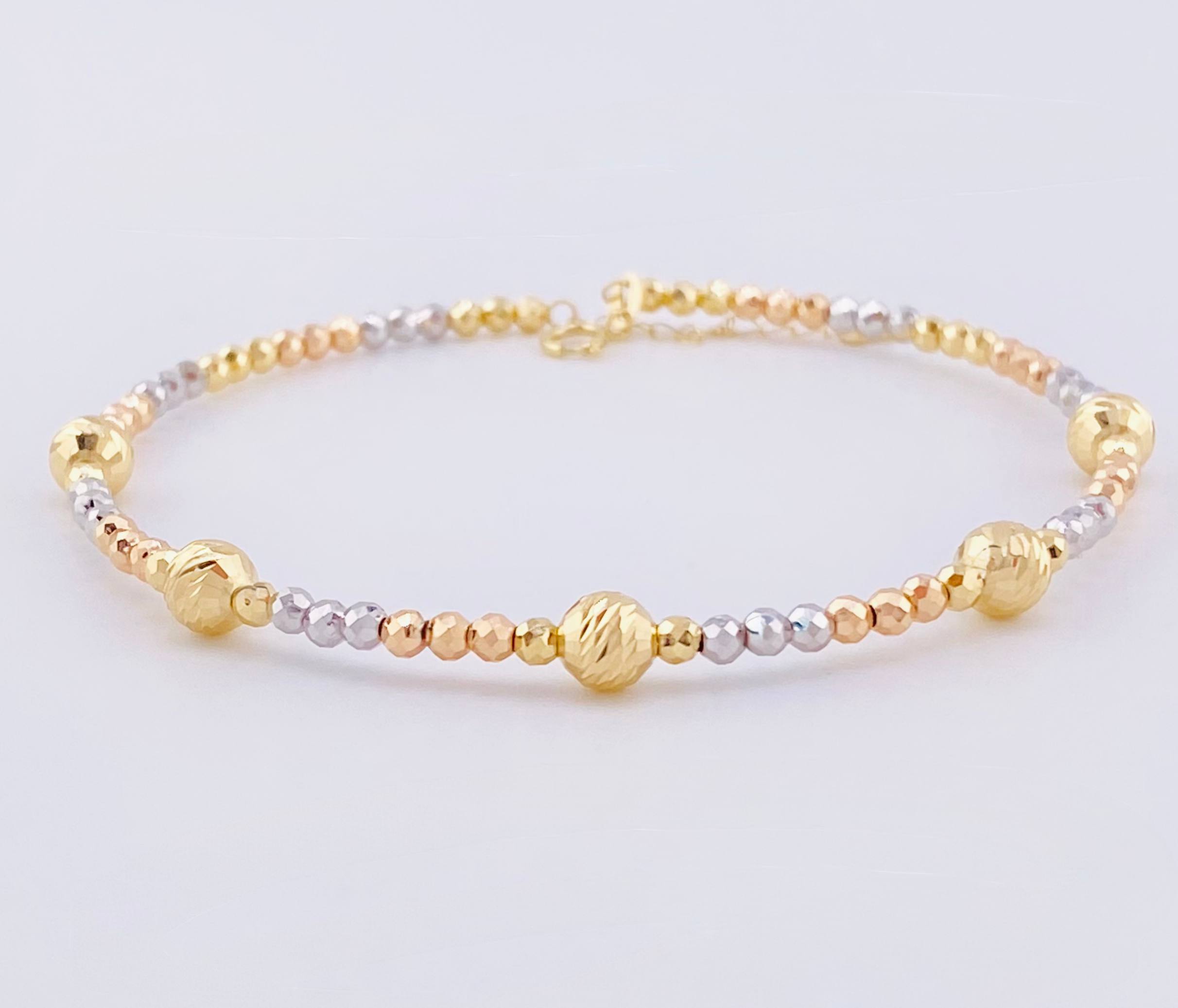 Pulso Aro Parisino Diamantado 2.7gr / 22.5cm-20cm / 2.5mm Tres Oros +4 18K ©