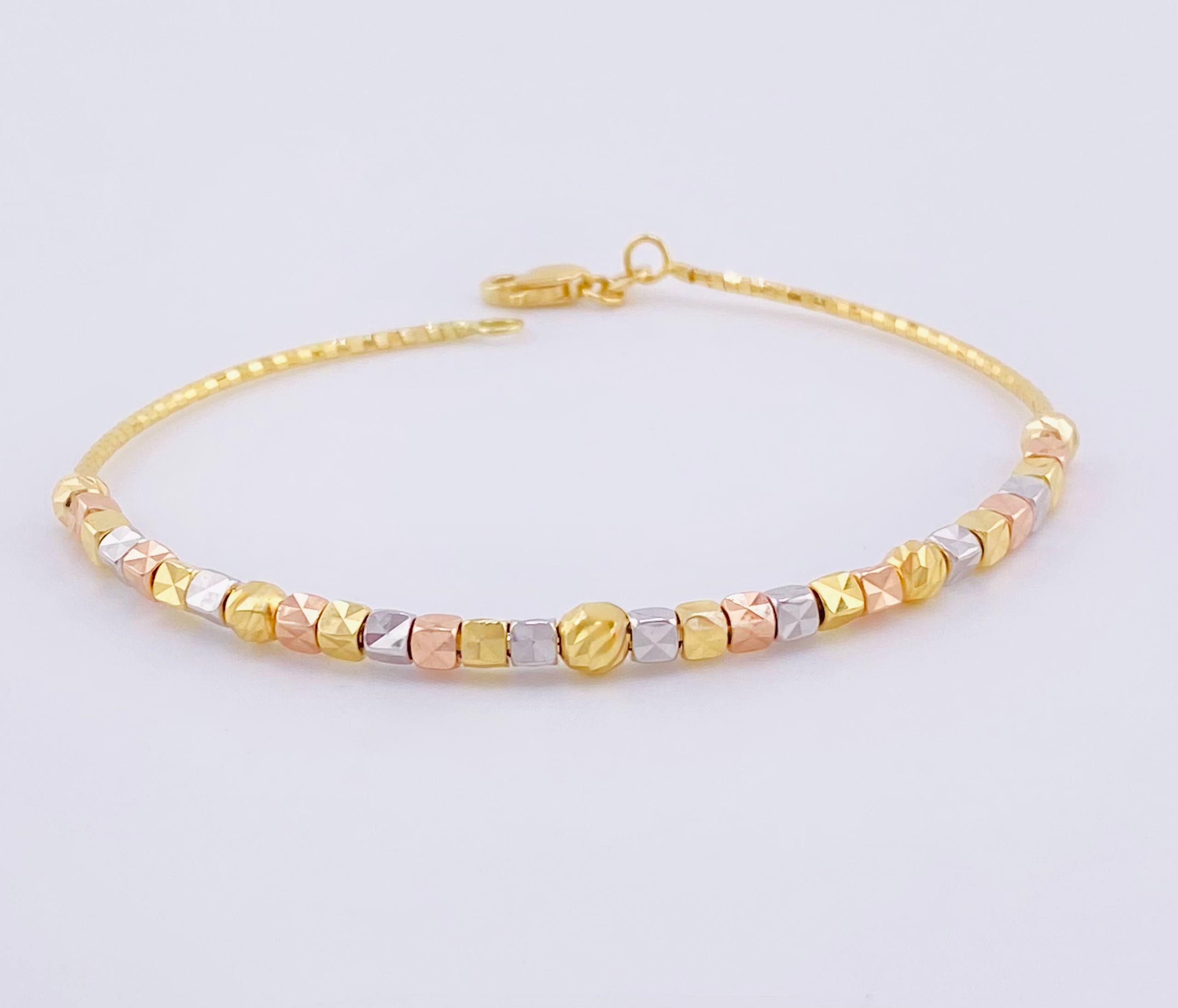 Pulso Aro Cubicular Diamantado 3.9gr / 17cm / 2.5mm Tres Oros +4 18K ©