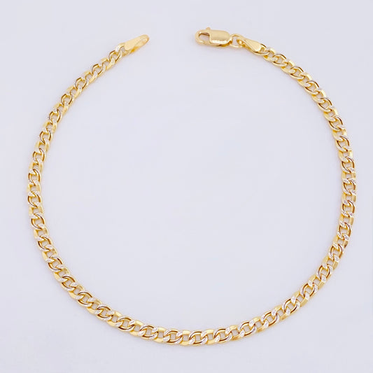 Pulso Cubana 2.2gr / 18.5cm / 2.95mm Dos Oros Amarillo Blanco +1 18K *