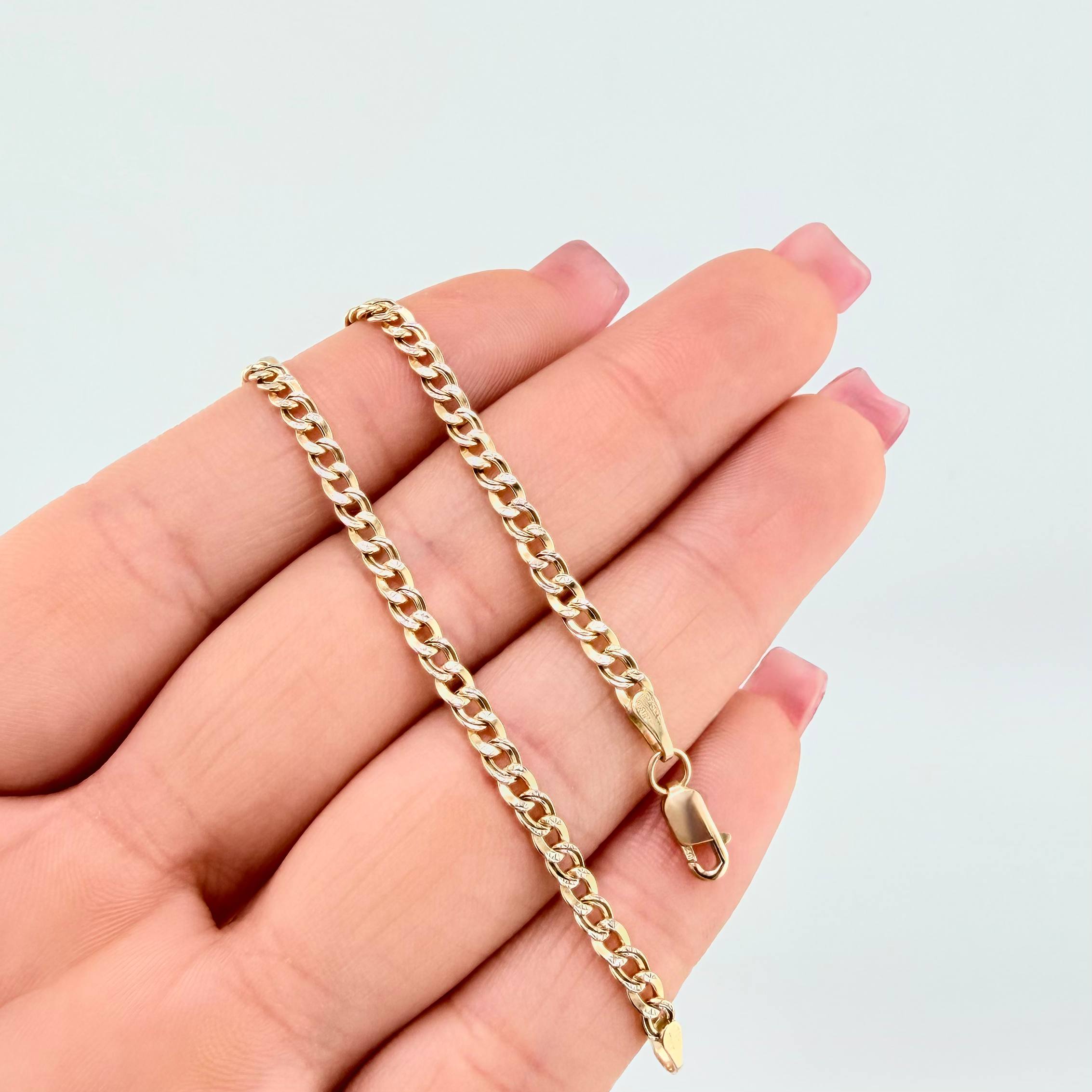 Pulso Cubano 2.3gr / 18.5cm / 2.9mm Dos Oros Amarillo Blanco +1 18K