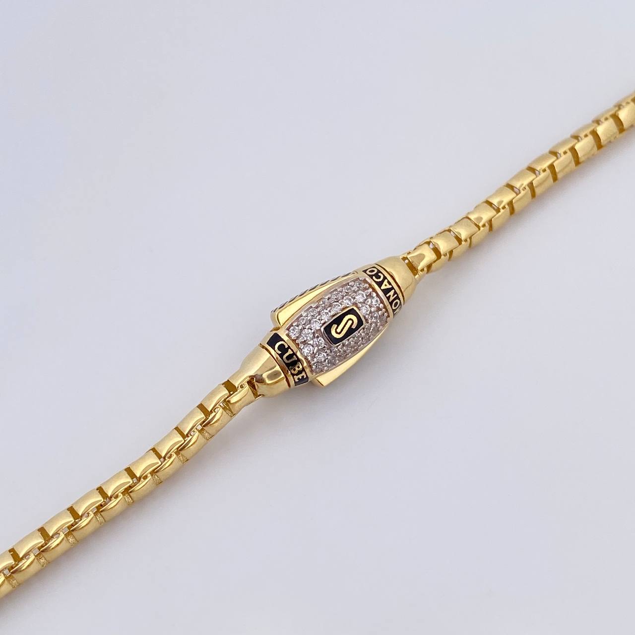 Cadena Infinito Tipo Veneciana 15.4gr / 63cm / 2.7mm Broche Misil Circones Blancos Dos Oros Amarillo Blanco +2 18K &