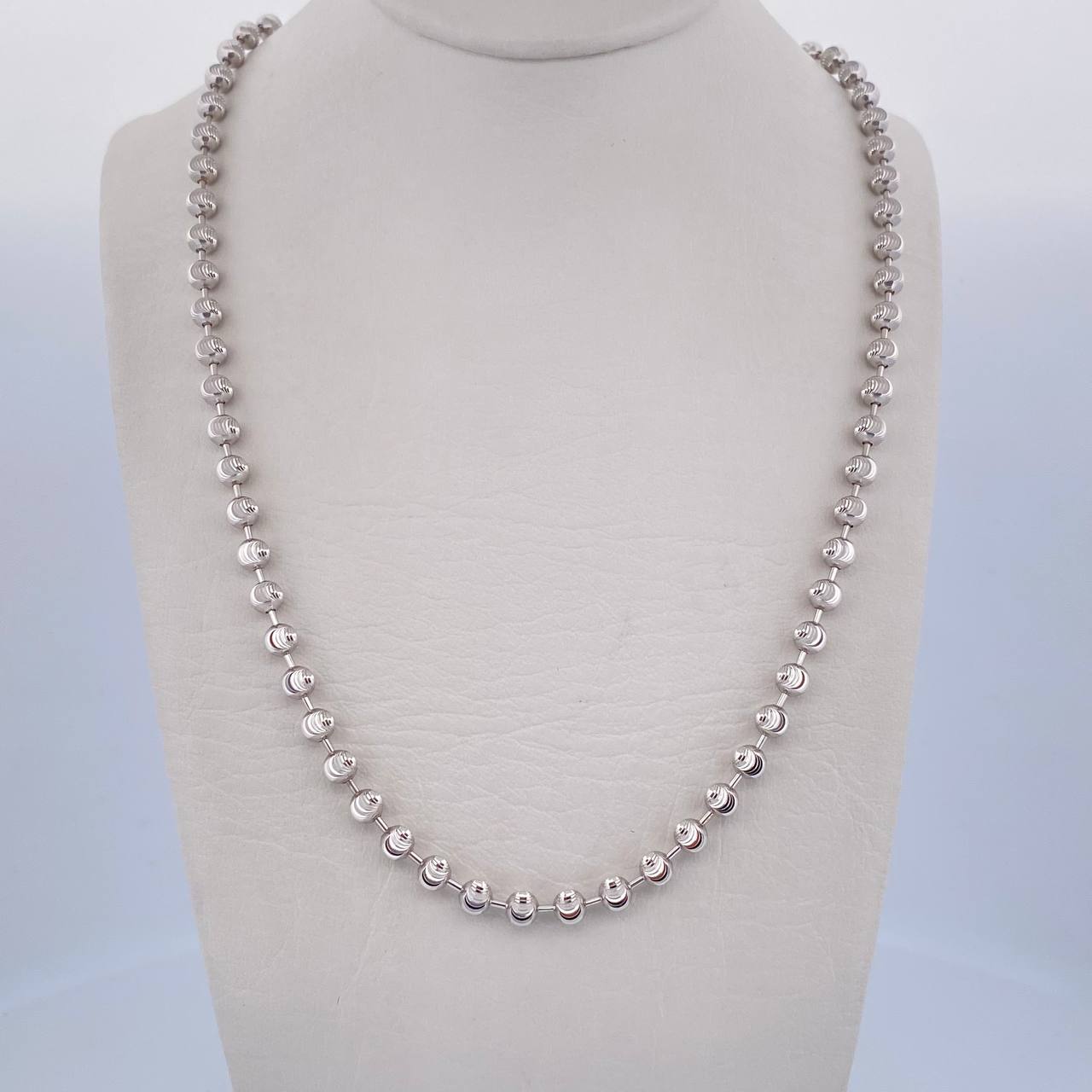 Cadena Militar 20.75gr / 60.5cm / 3.8mm Diamantado Luna Oro Blanco +3 18K &
