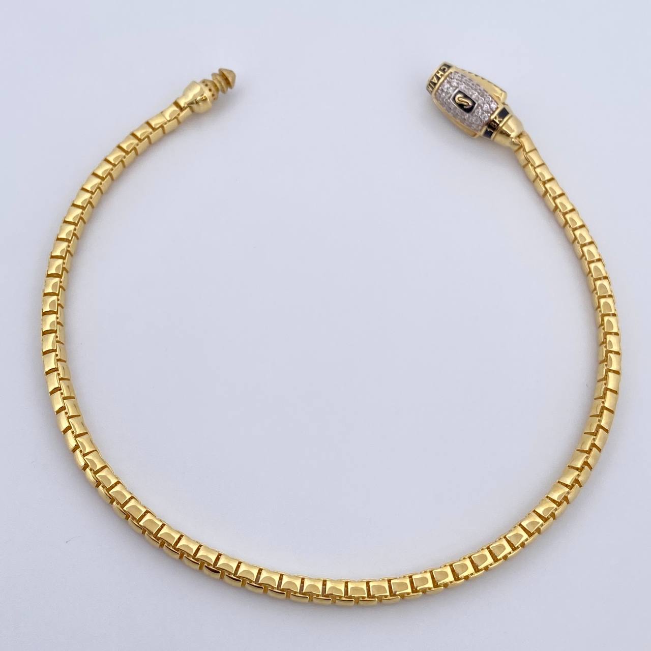 Pulso Infinito Tipo Veneciana 6.95gr / 20.6cm / 2.8mm Broche Misil Circones Blancos Dos Oros Amarillo Blanco +2 18K &