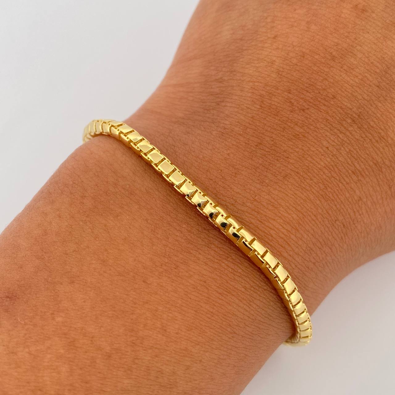 Pulso Infinito Tipo Veneciana 6.8gr / 21cm / 2.8mm Broche Misil Liso Oro Amarillo +2 18K &