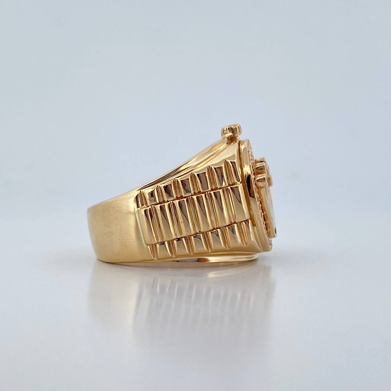 Anillo Correa Corona RX 13.55gr / T9 3/4 / Circones Blancos Oro Amarillo 18K $