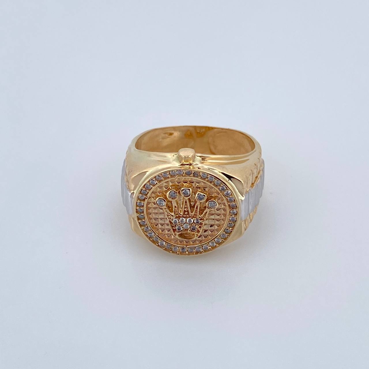 Anillo Correa Corona RX 9.95gr / T9 1/2 / Circones Blancos Dos Oros Amarillo Blanco 18K $