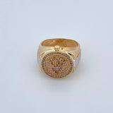 Anillo Correa Corona RX 9.95gr / T9 1/2 / Circones Blancos Dos Oros Amarillo Blanco 18K $