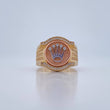 Anillo Sello Corona RX 8.4gr / T10 3/4 / Circones Blancos Tres Oros 18K $