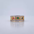 Anillo Rombos 4.5gr / T7 3/4 / Circones Fucsia Verde Azul Blancos Dos Oros Amarillo Blanco 18K $