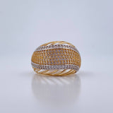 Anillo Linea Curva 6.5gr / T8 1/4 / Circones Blancos Dos Oros Amarillo Blanco 18K $