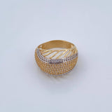 Anillo Linea Curva 6.5gr / T8 1/4 / Circones Blancos Dos Oros Amarillo Blanco 18K $