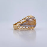 Anillo Linea Curva 6.5gr / T8 1/4 / Circones Blancos Dos Oros Amarillo Blanco 18K $