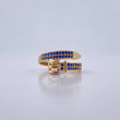 Anillo Cinturon 2.7gr / T6 / Circones Azules Oro Amarillo 18K $