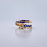 Anillo Cinturon 2.7gr / T6 / Circones Azules Oro Amarillo 18K $