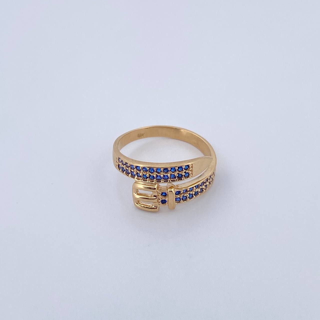 Anillo Cinturon 2.7gr / T6 / Circones Azules Oro Amarillo 18K $
