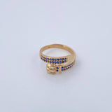 Anillo Cinturon 2.7gr / T6 / Circones Azules Oro Amarillo 18K $