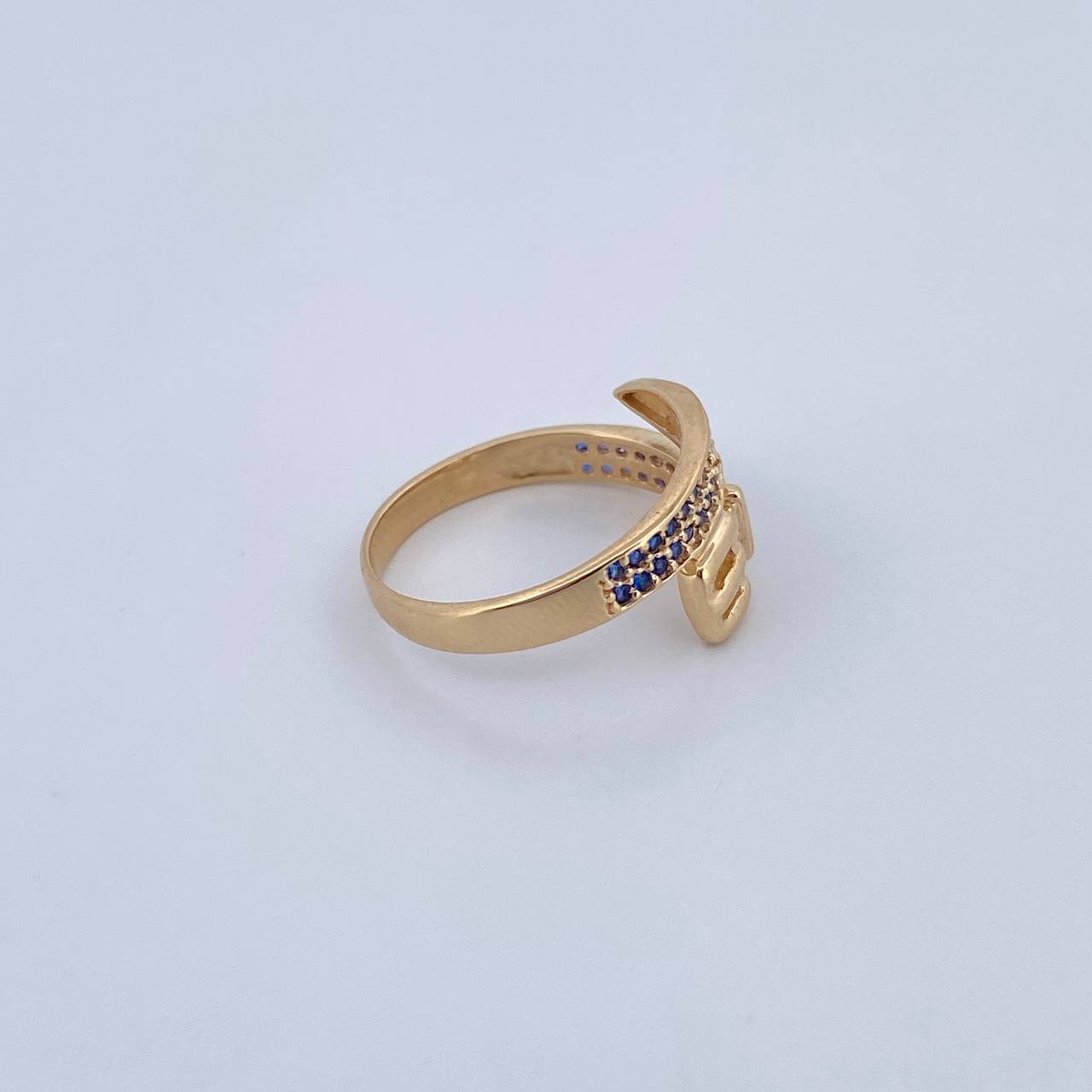 Anillo Cinturon 2.7gr / T6 / Circones Azules Oro Amarillo 18K $