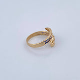 Anillo Cinturon 2.7gr / T6 / Circones Azules Oro Amarillo 18K $