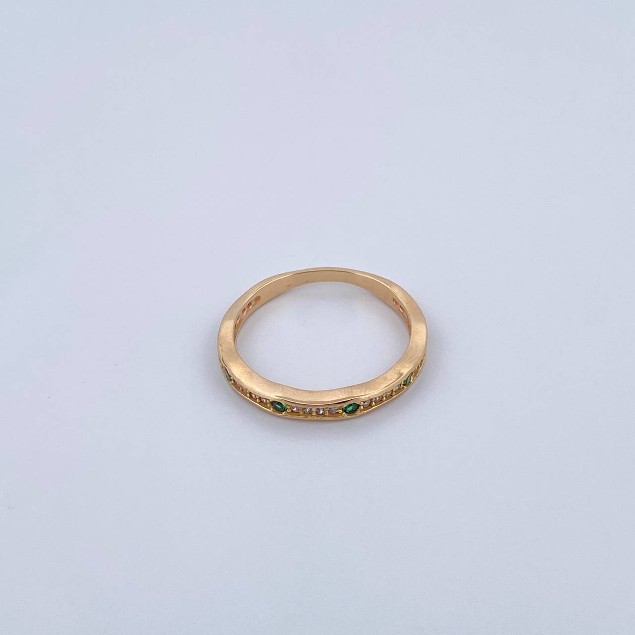 Anillo Argolla Churumbela 1.85gr / T6 1/4 / Circones Verdes Blancos Oro Amarillo 18K $