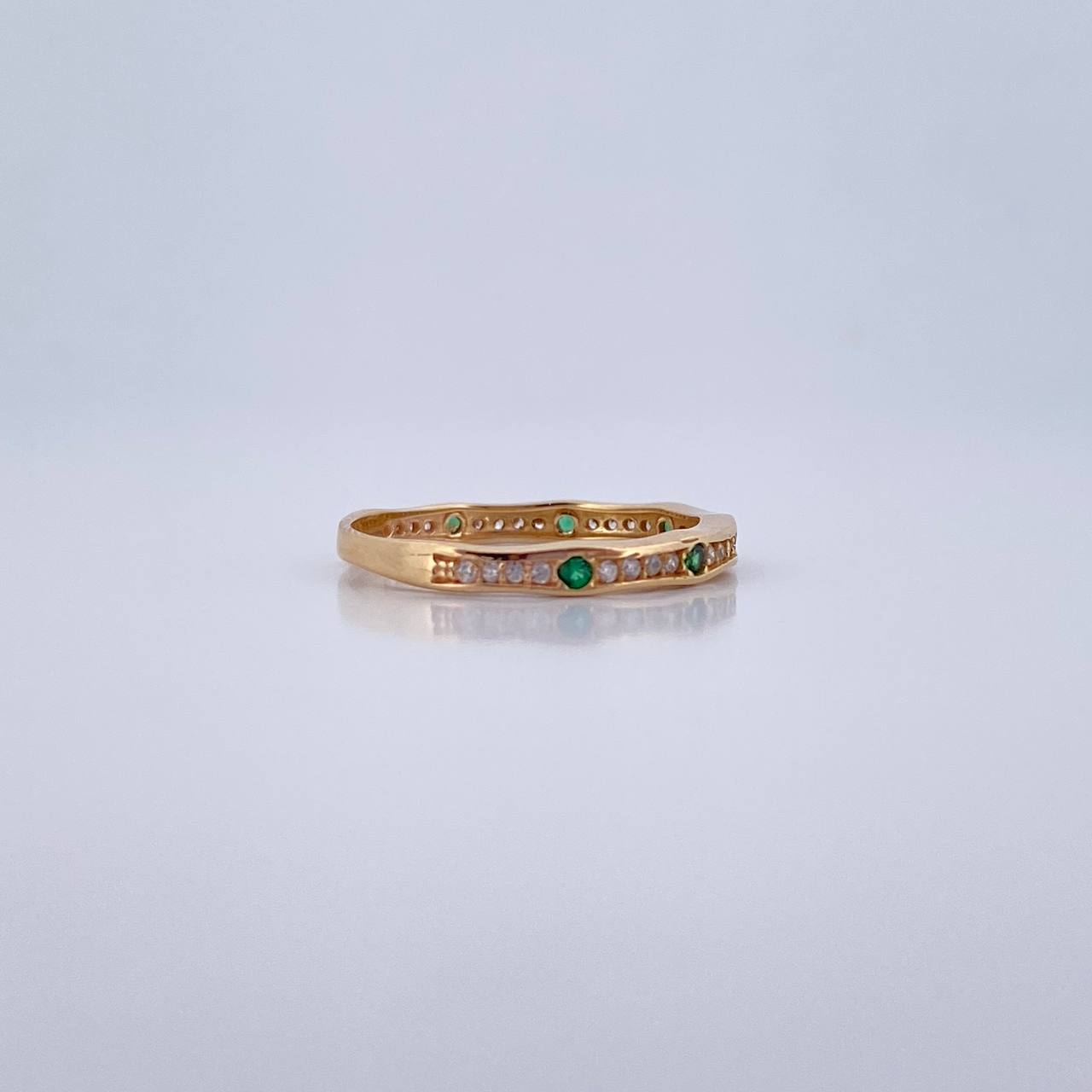 Anillo Argolla Churumbela 1.85gr / T6 1/4 / Circones Verdes Blancos Oro Amarillo 18K $