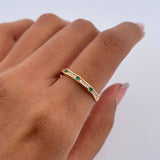 Anillo Argolla Churumbela 1.85gr / T6 1/4 / Circones Verdes Blancos Oro Amarillo 18K $