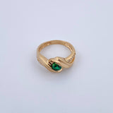 Anillo Solitario Churumbela Enrrollado 3.25gr / T7 / Circones Verde Blancos Oro Amarillo 18K $