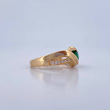 Anillo Solitario Churumbela Enrrollado 3.25gr / T7 / Circones Verde Blancos Oro Amarillo 18K $